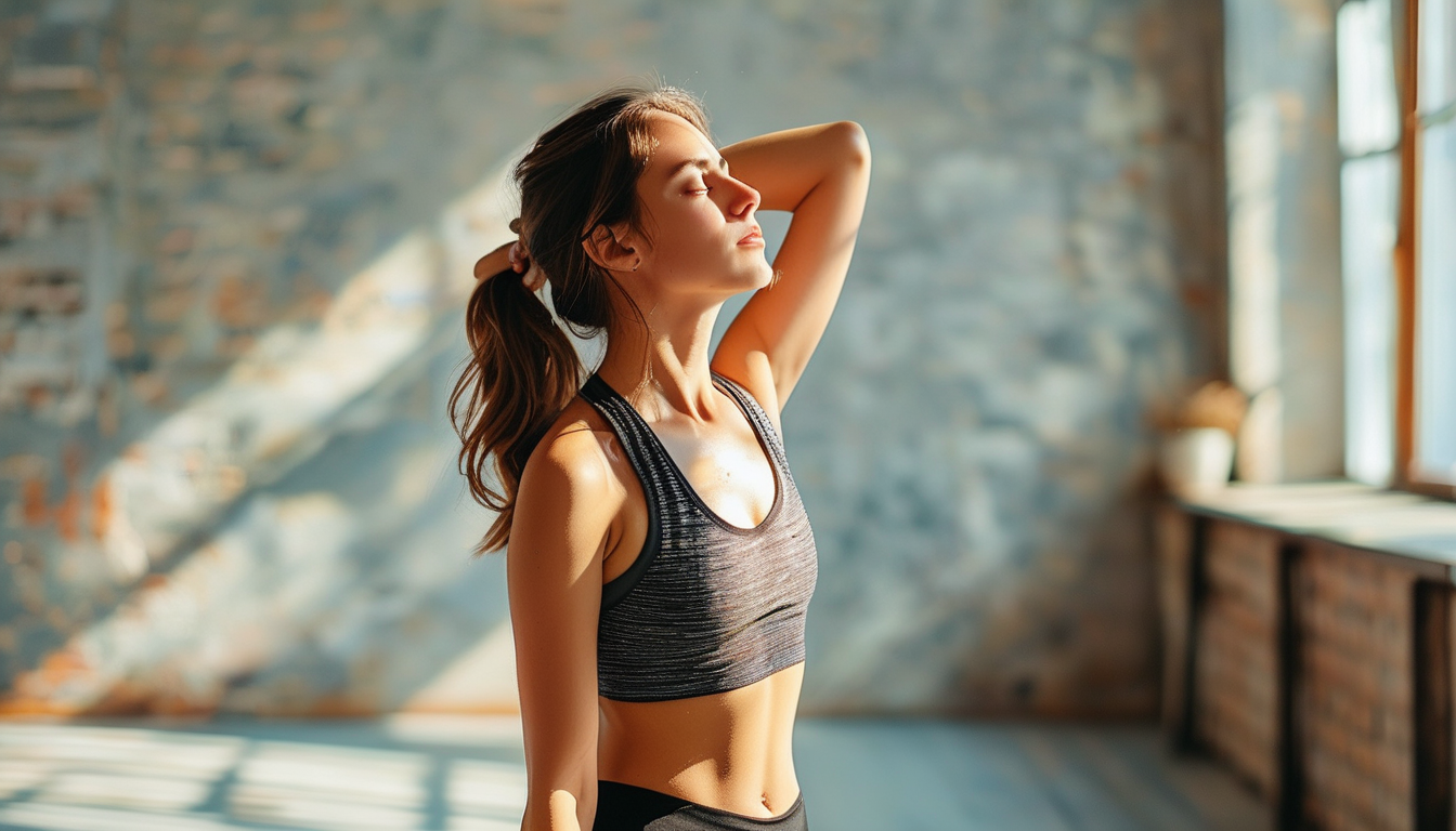 Woman in an energizing morning stretch